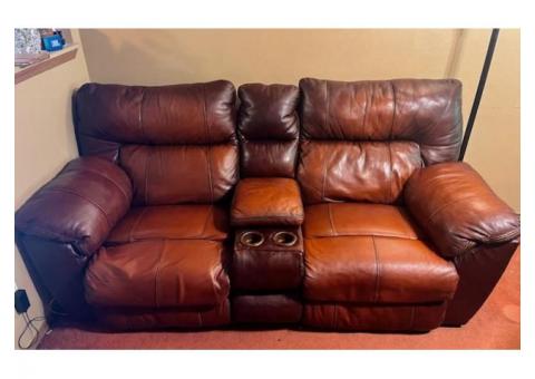 Leather Dual Power Reclining Loveseat